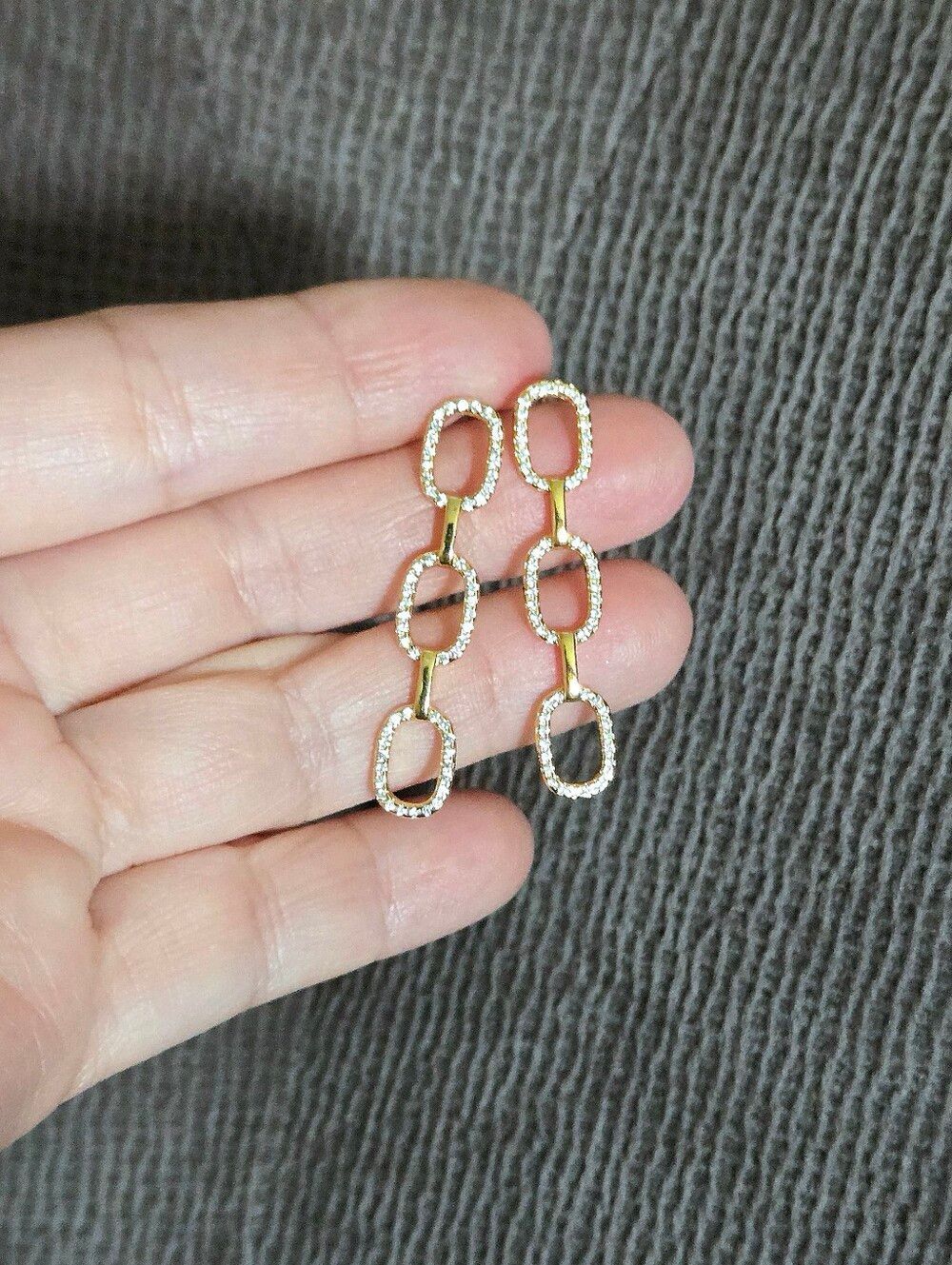 Rachel Zoe Stationary Triple3️⃣ Gold💛 Chain⛓️ Link Earrings - Picture 15 of 15